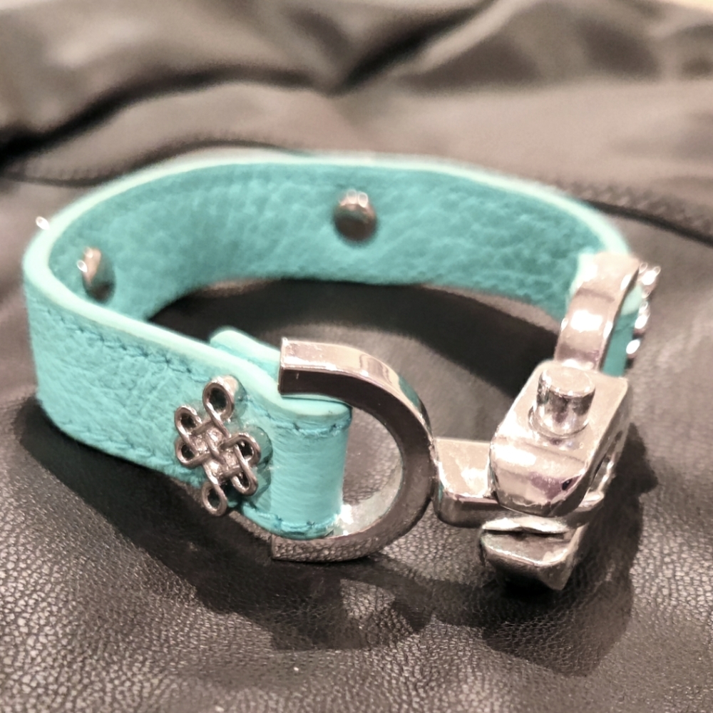 Lia Sophia turquoise blue leather bracelet